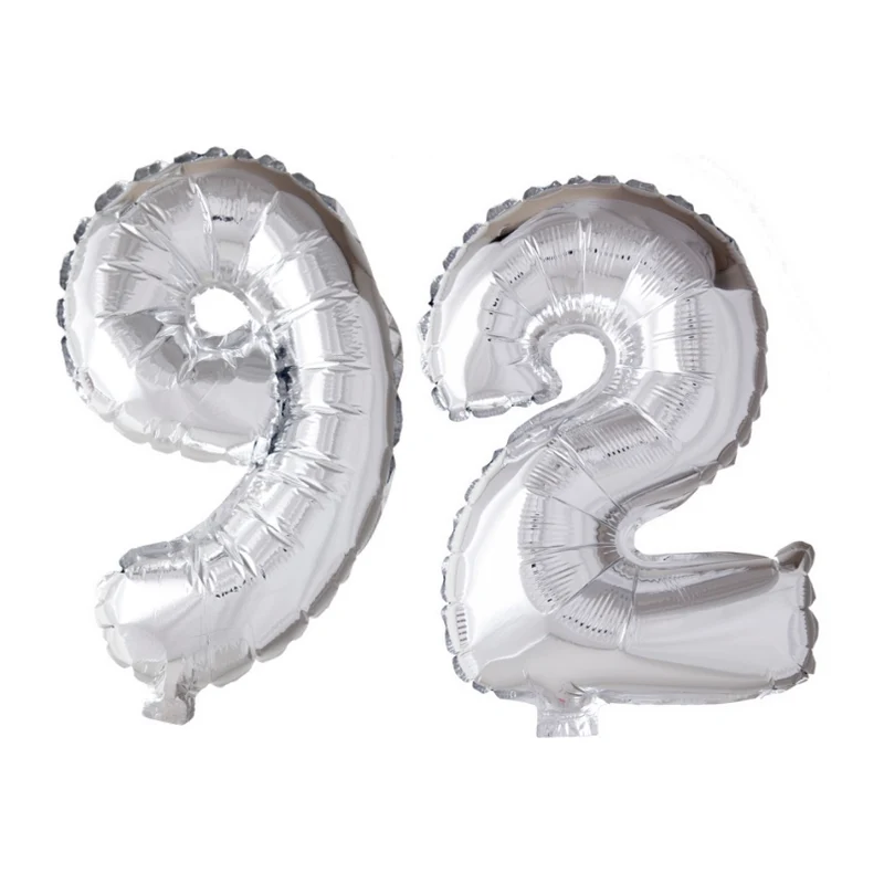 Folieballon 92 jaar Zilver 66cm