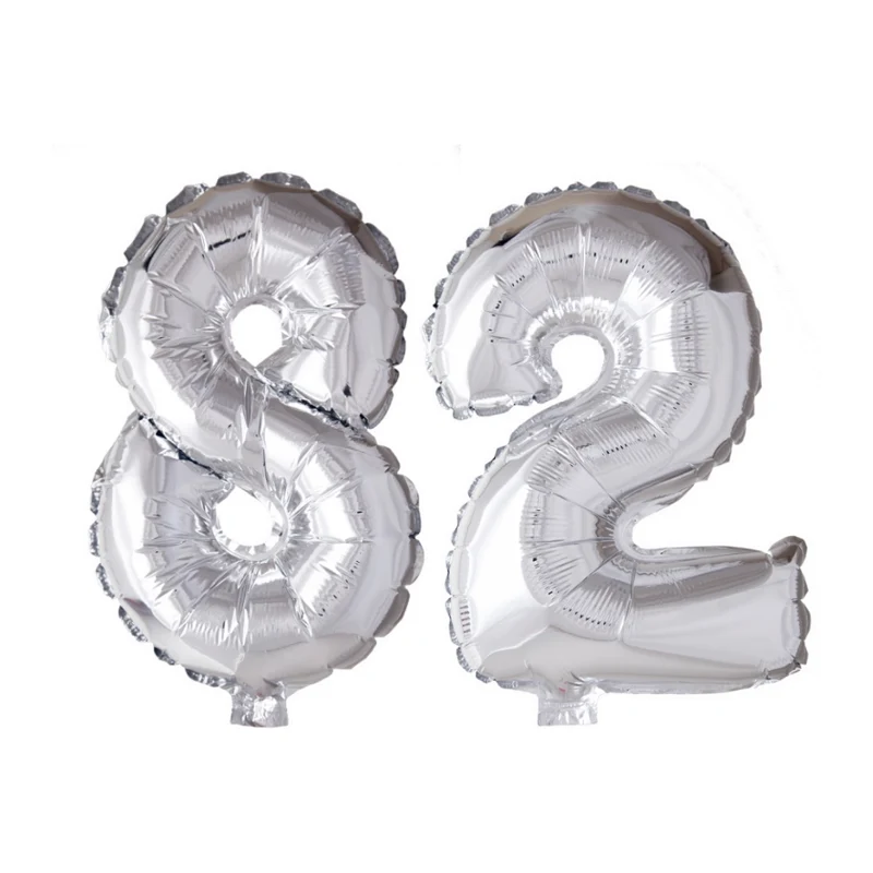 Folieballon 82 jaar Zilver 66cm