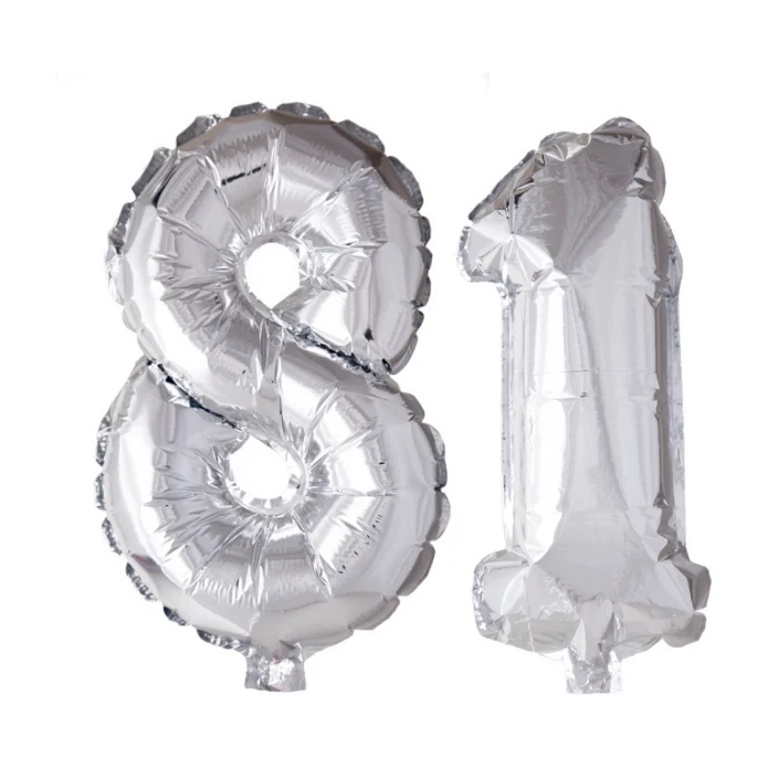 Folieballon 81 jaar Zilver 66cm