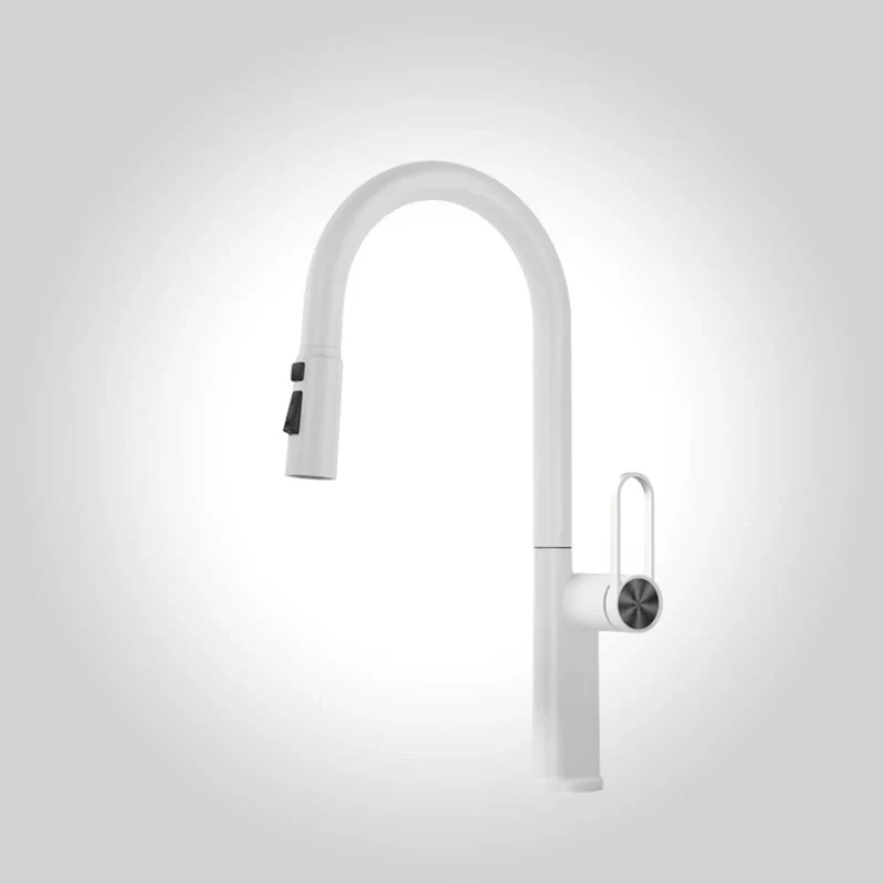 Green Single Hole Kitchen Faucet With Retractable Pull Out Sprayer And 360 Degree Swivel Spout Featuring Gravity Ball Auto Return For Easy Breezy Rinse And Slick Modern Sink Upgrade