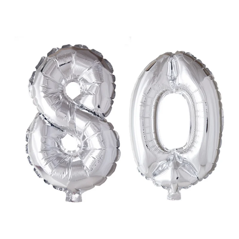 Folieballon 80 jaar Zilver 66cm