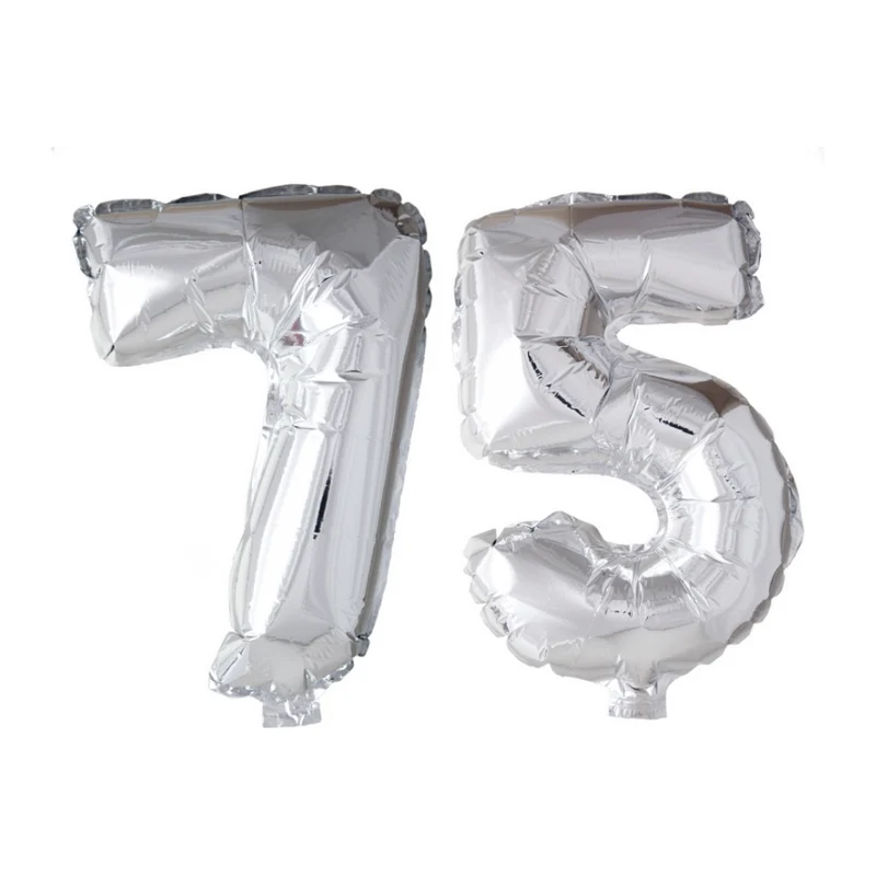 Folieballon 75 jaar Zilver 66cm