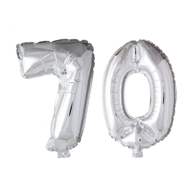 Folieballon 70 jaar Zilver 66cm