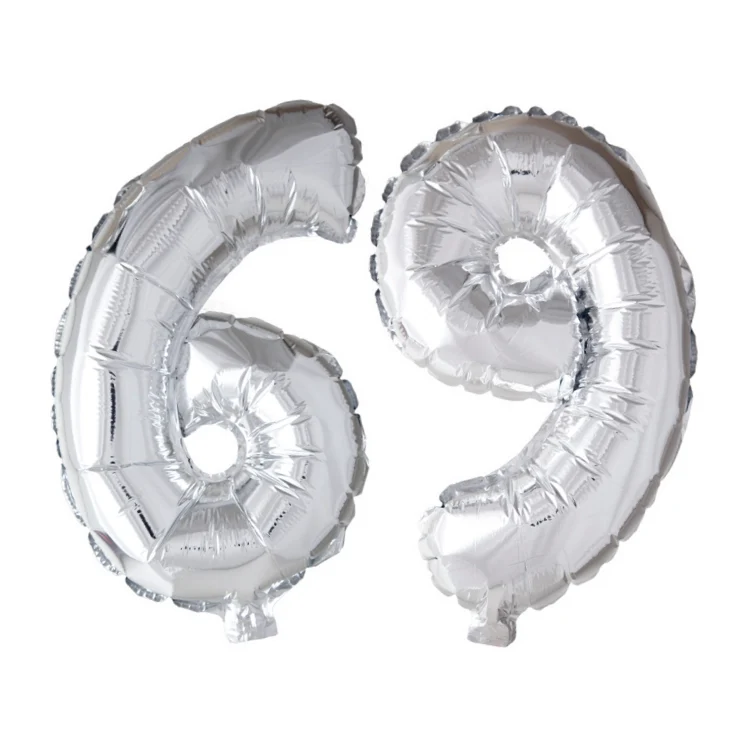 Folieballon 69 jaar Zilver 66cm