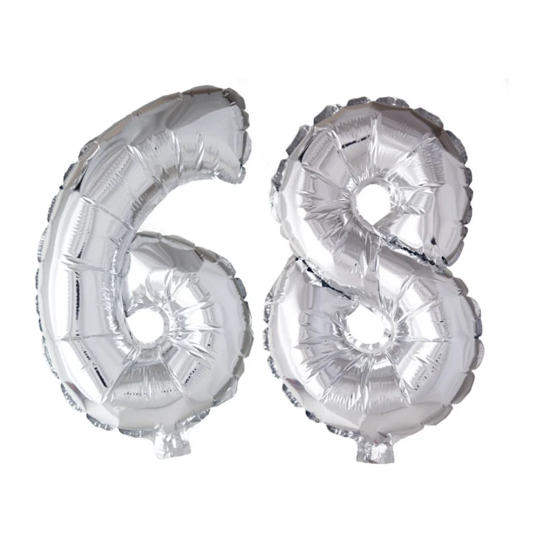 Folieballon 68 jaar Zilver 66cm
