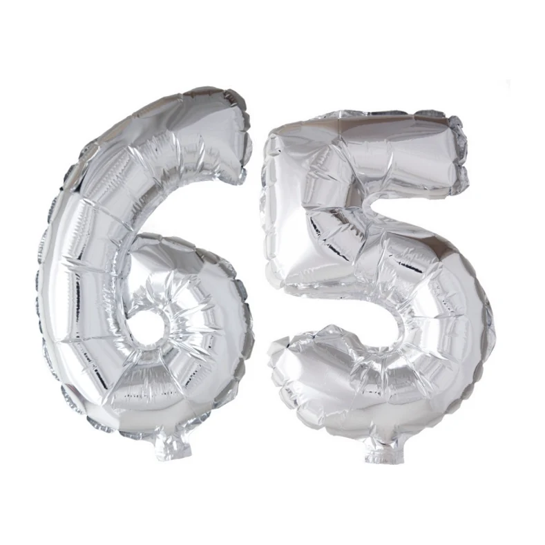 Folieballon 65 jaar Zilver 66cm
