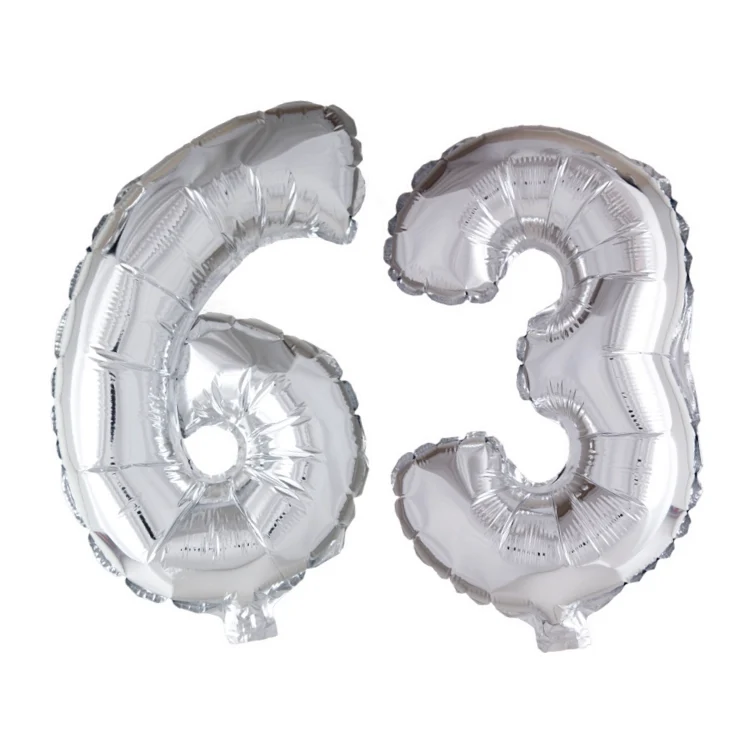 Folieballon 63 jaar Zilver 66cm