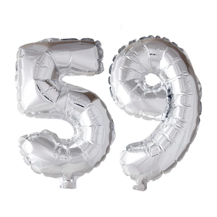 Folieballon 59 jaar Zilver 66cm