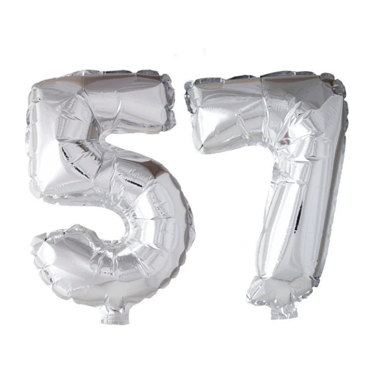 Folieballon 57 jaar Zilver 66cm