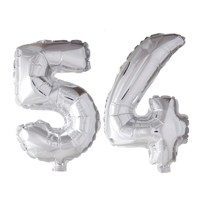 Folieballon 54 jaar Zilver 66cm