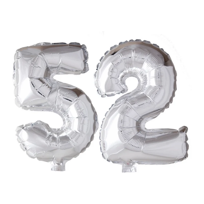 Folieballon 52 jaar Zilver 66cm
