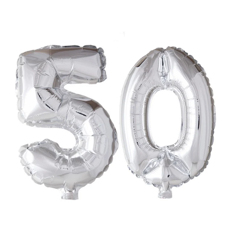 Folieballon 50 jaar Zilver 66cm