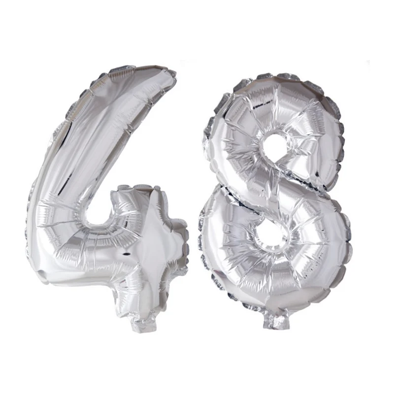 Folieballon 48 jaar Zilver 66cm