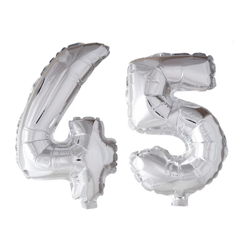 Folieballon 45 jaar Zilver 66cm