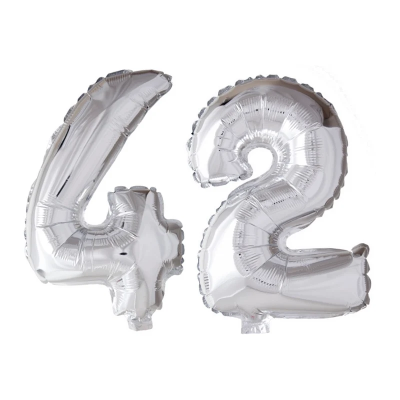 Folieballon 42 jaar Zilver 66cm