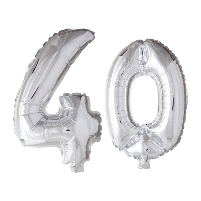 Folieballon 40 jaar Zilver 66cm