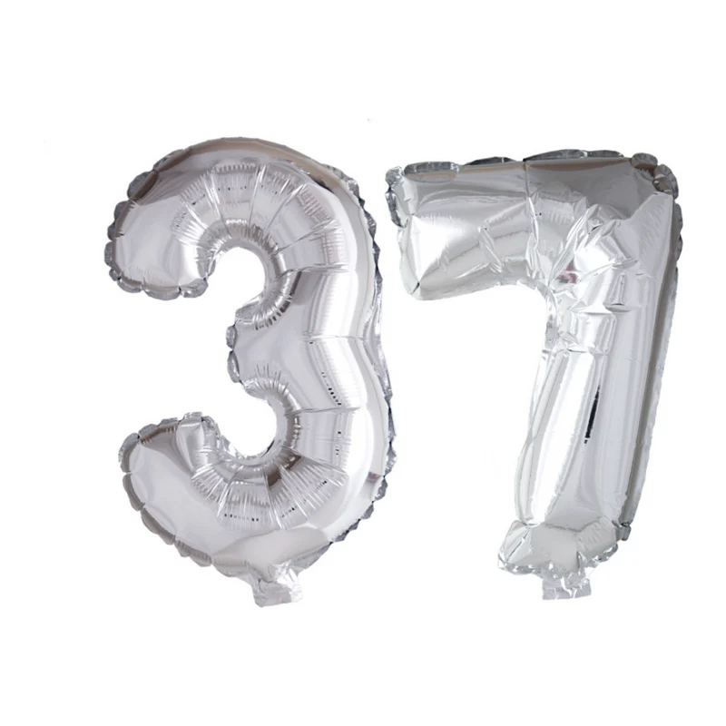 Folieballon 37 jaar Zilver 66cm