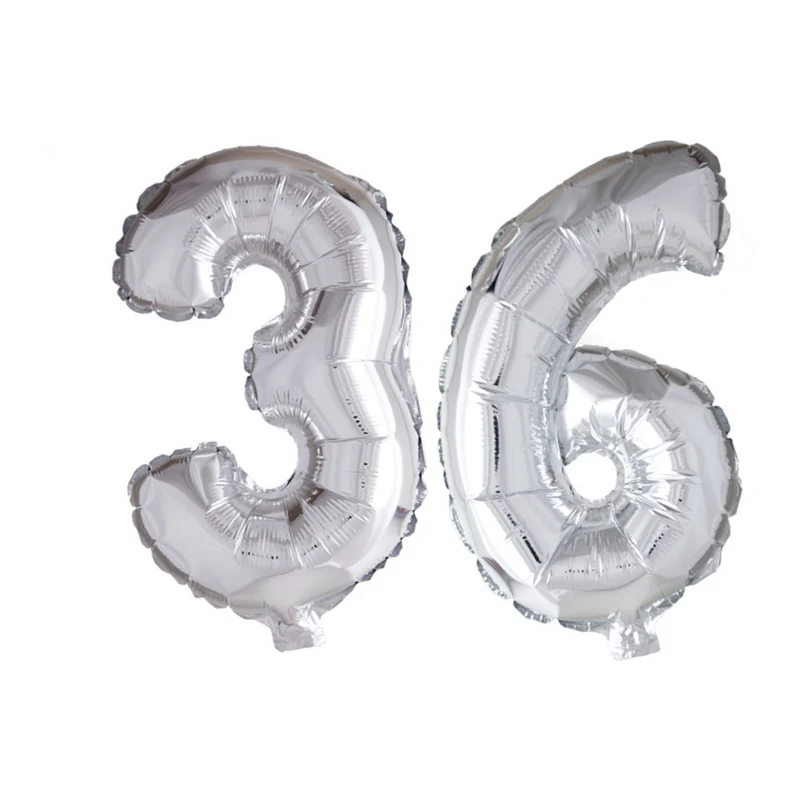 Folieballon 36 jaar Zilver 66cm