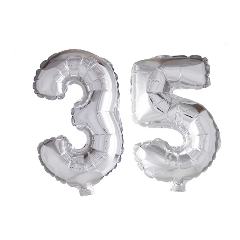Folieballon 35 jaar Zilver 66cm