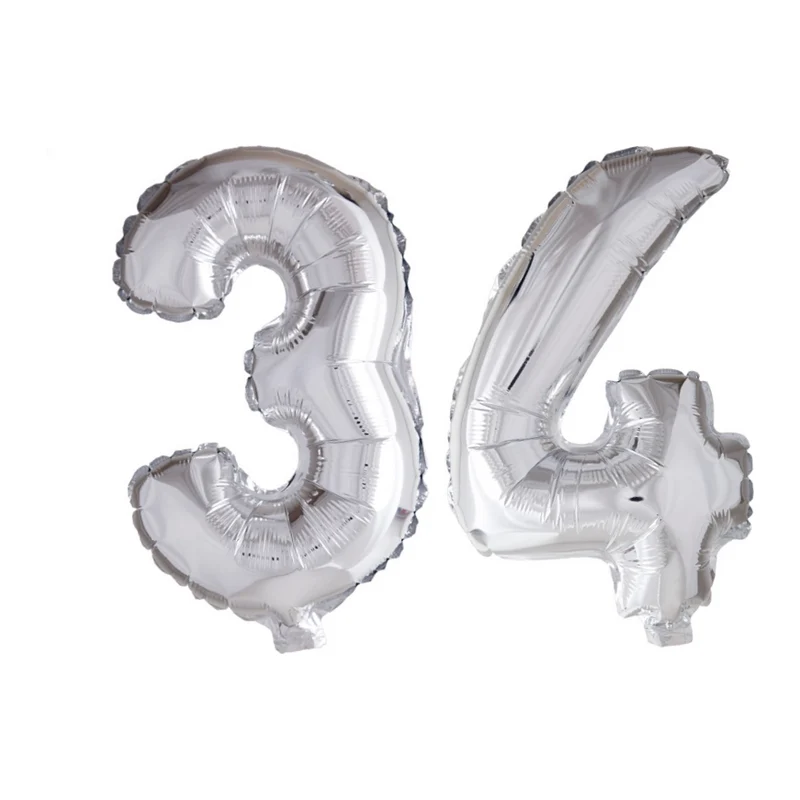 Folieballon 34 jaar Zilver 66cm