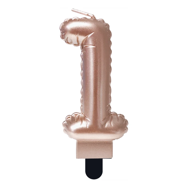 Folieballon cijfer kaars Rosé Goud 1