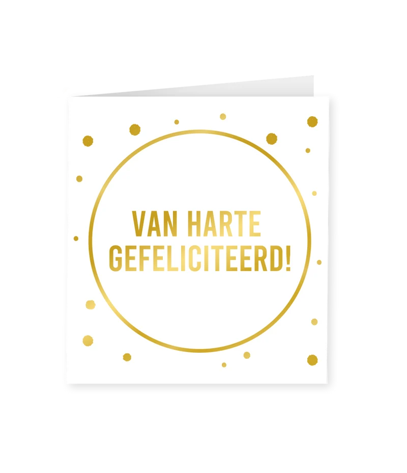 Kaart gold/white - Van harte gefeliciteerd