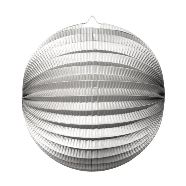 Papieren lampion rond 25cm Metallic zilver