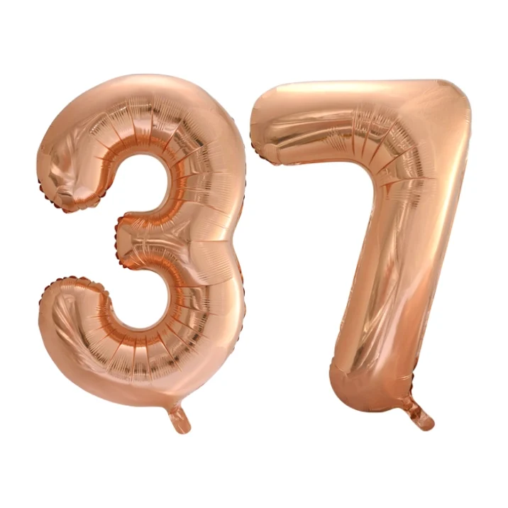 Folieballon 37 jaar Rose Goud 66cm