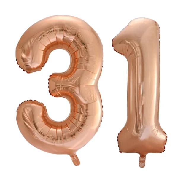 Folieballon 31 jaar Rose Goud 66cm