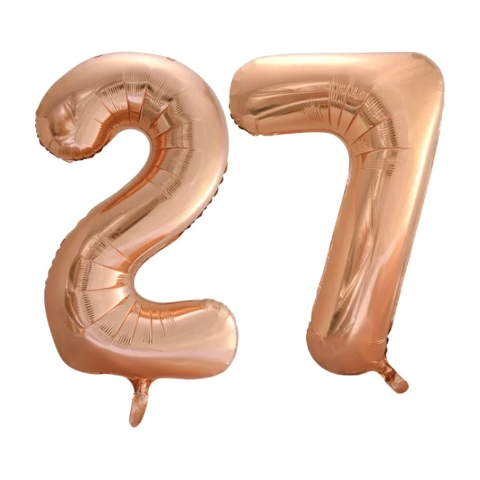 Folieballon 27 jaar Rose Goud 66cm