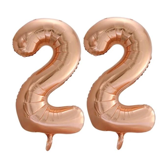Folieballon 22 jaar Rose Goud 66cm
