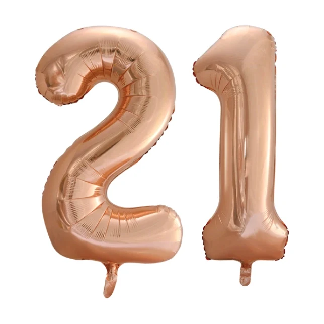 Folieballon 21 jaar Rose Goud 66cm