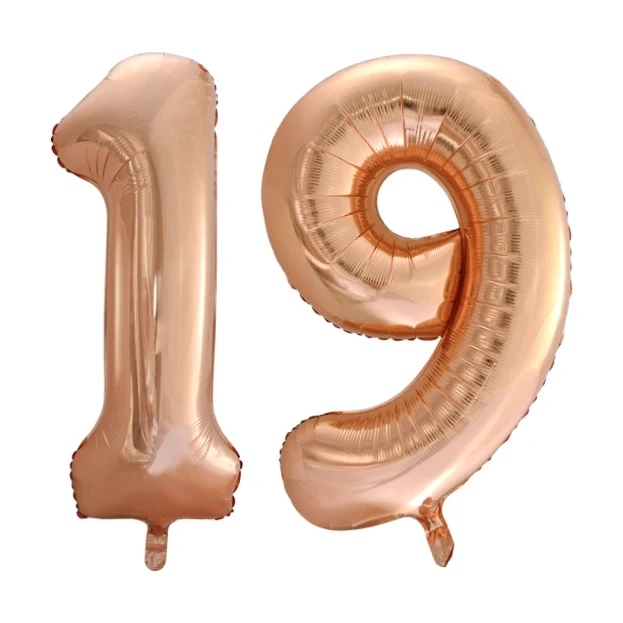 Folieballon 19 jaar Rose Goud 66cm