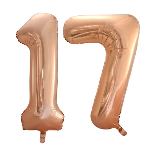 Folieballon 17 jaar Rose Goud 66cm