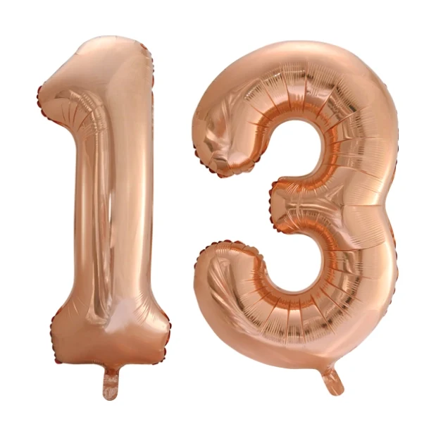 Folieballon 13 jaar Rose Goud 66cm