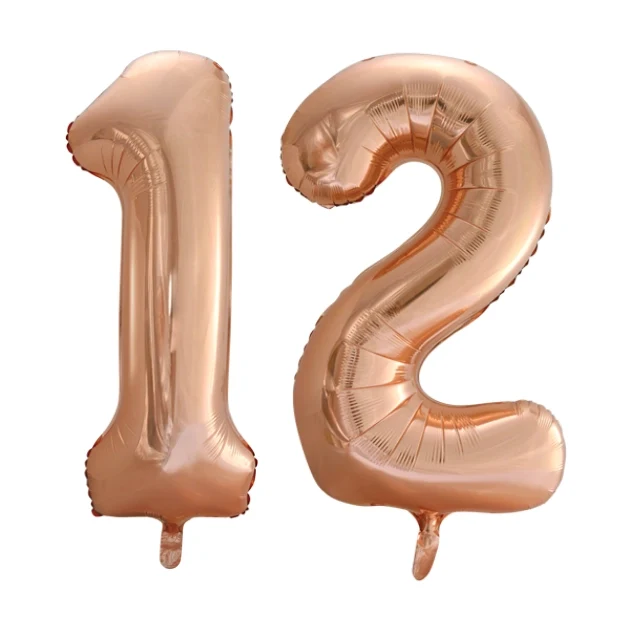 Folieballon 12 jaar Rose Goud 66cm