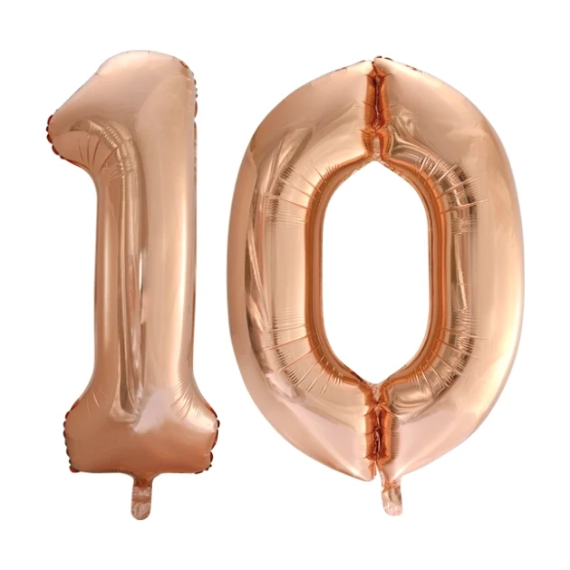 Folieballon 10 jaar Rose Goud 66cm