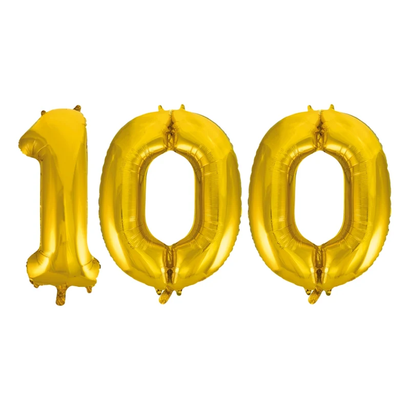 Folieballon 100 jaar Goud 66cm