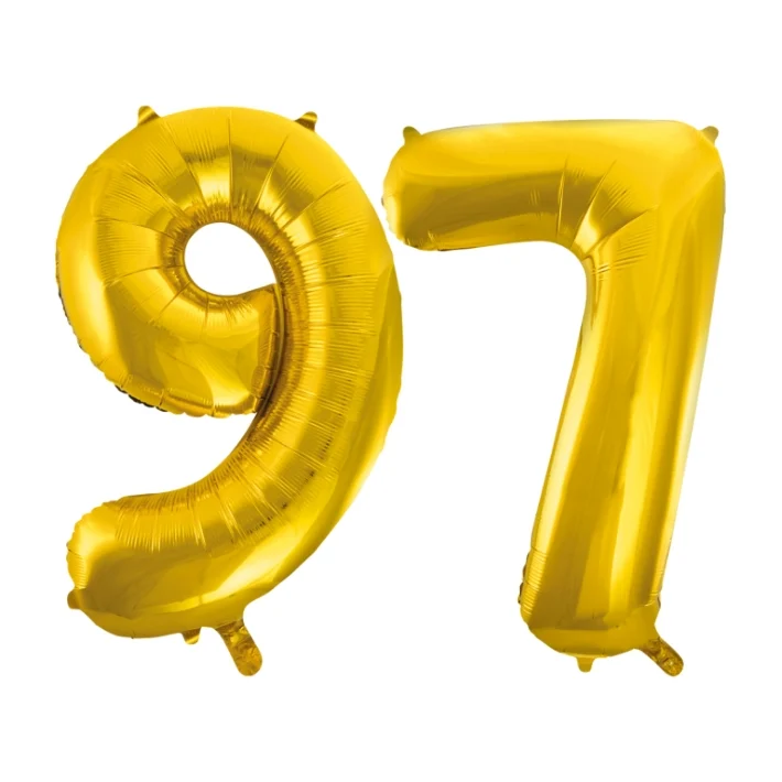 Folieballon 97 jaar Goud 66cm