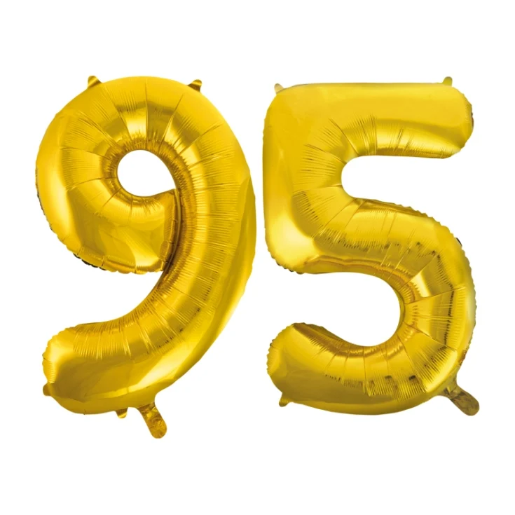 Folieballon 95 jaar Goud 66cm