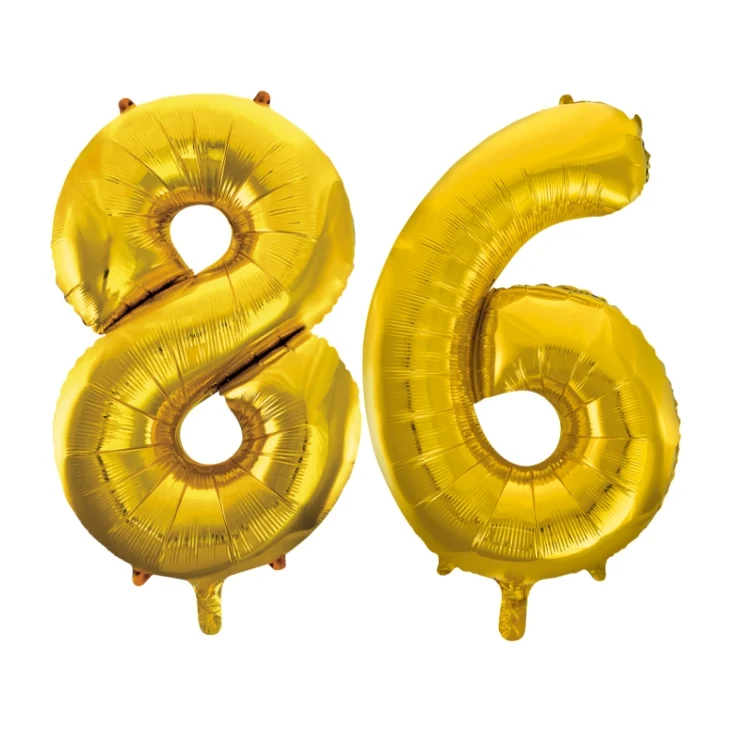 Folieballon 86 jaar Goud 66cm