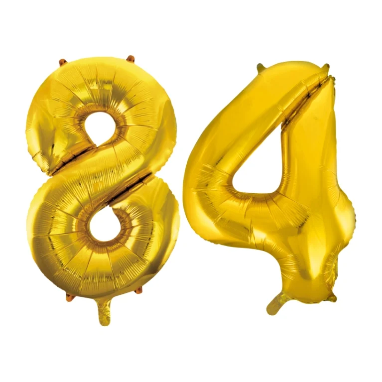 Folieballon 84 jaar Goud 66cm