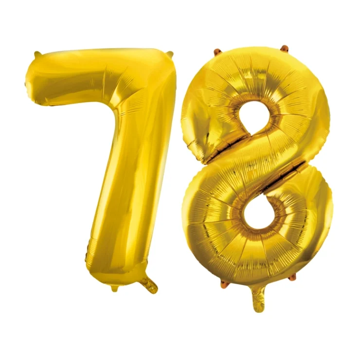 Folieballon 78 jaar Goud 66cm