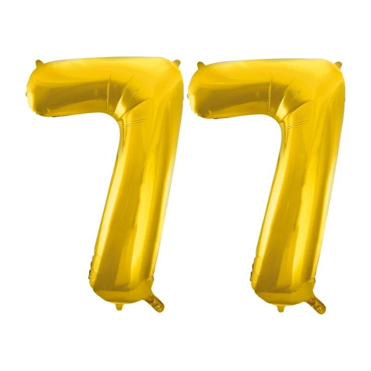 Folieballon 77 jaar Goud 66cm