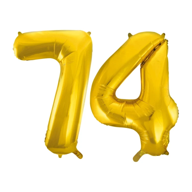 Folieballon 74 jaar Goud 66cm