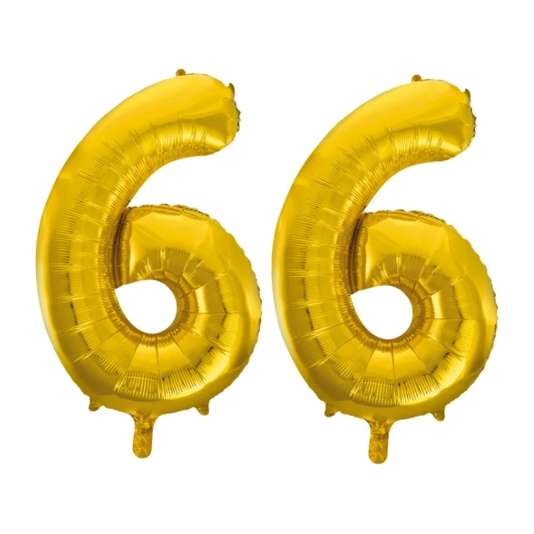 Folieballon 66 jaar Goud 66cm