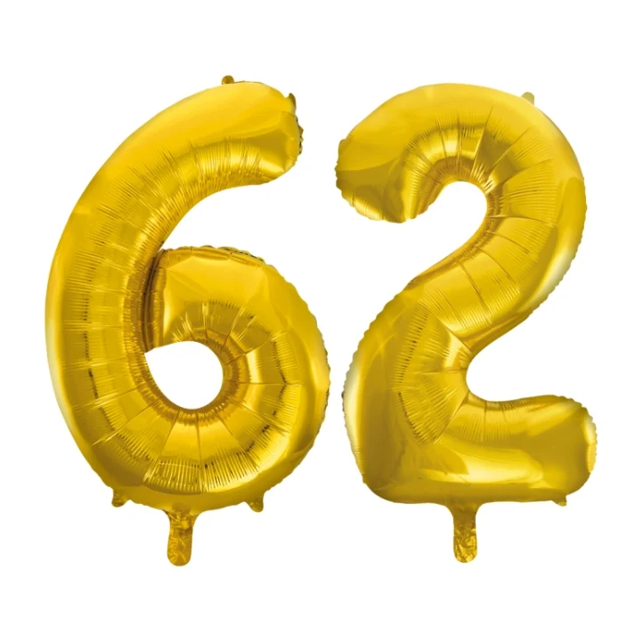 Folieballon 62 jaar Goud 66cm