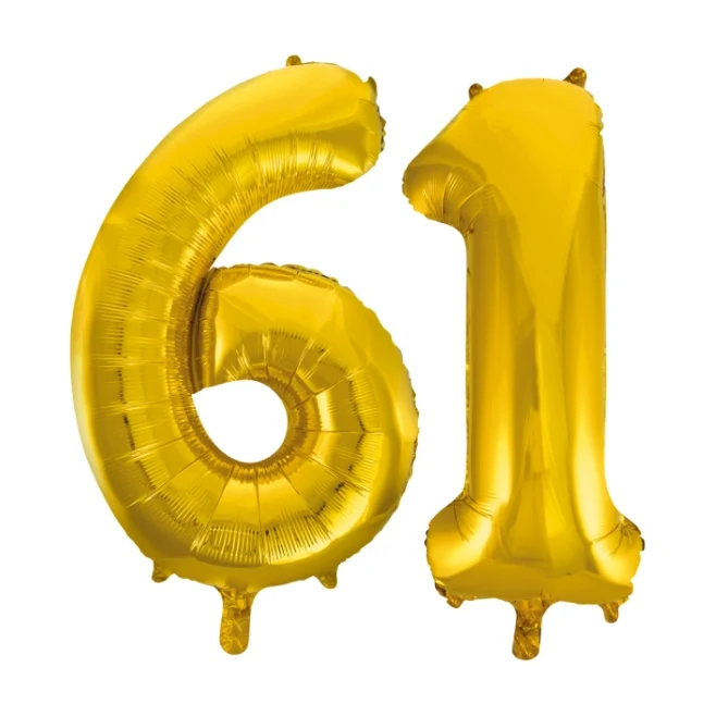 Folieballon 61 jaar Goud 66cm