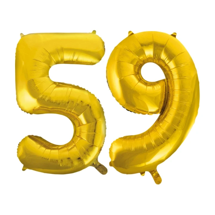 Folieballon 59 jaar Goud 66cm