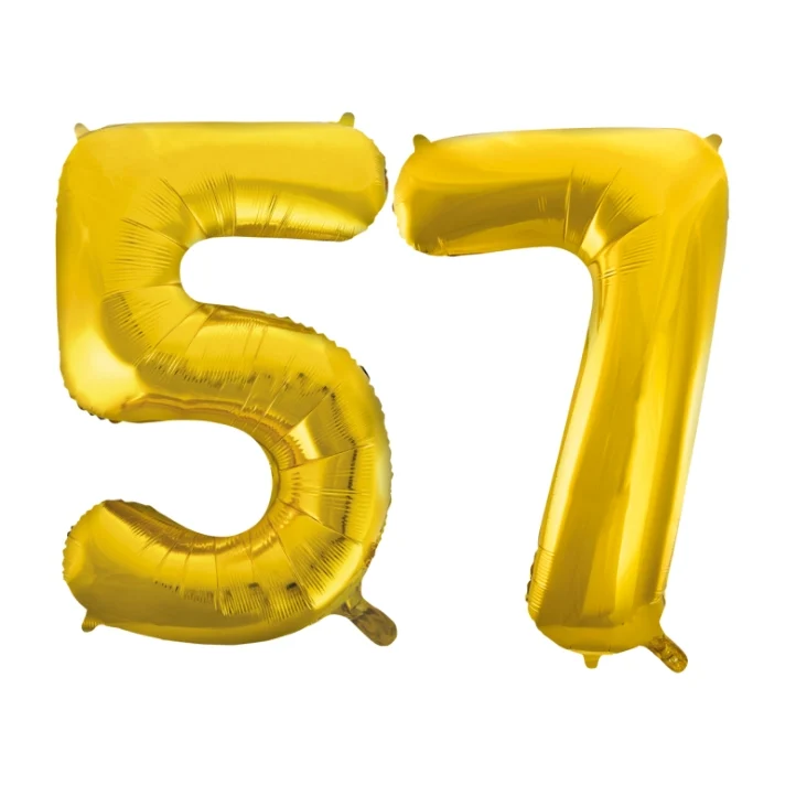 Folieballon 57 jaar Goud 66cm
